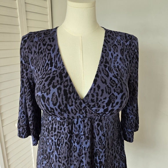 Soma Purple‎ Cheetah Print Babydoll Tunic Top Women's M Mobwife Loungewear Y2K - Picture 7 of 15